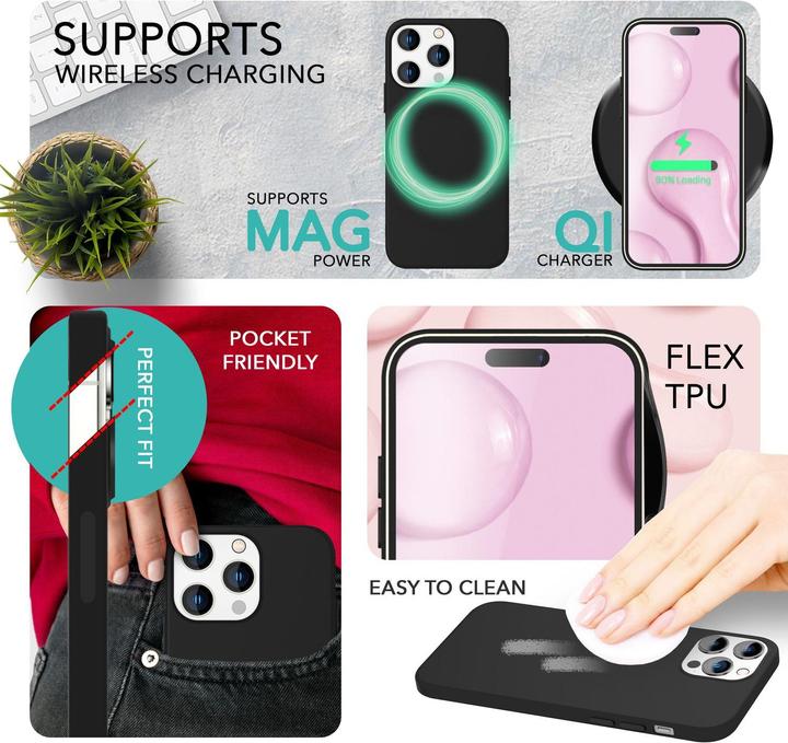 Produktbild Nalia Liquid Silikon Hülle mit MagSafe Funktion & 2x Display Schutzglas (Apple iPhone 14 Pro Max)