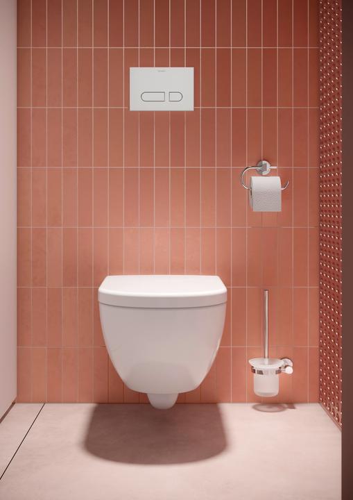 Actual product image Duravit D-Code wall-mounted toilet, low flush, rimless, 370x570x360mm, 4.5/3-litre, white high gloss