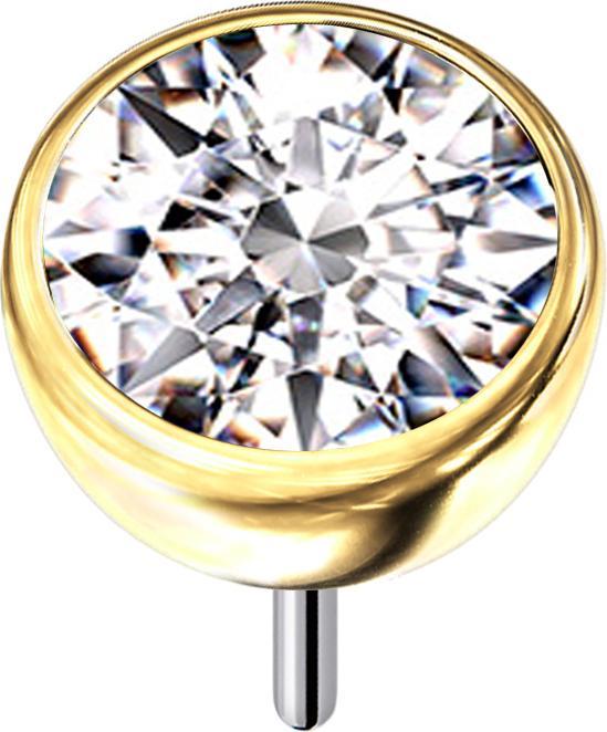 Image du produit Star Piercing Threadless Halbkugel vergoldet mit Kristall silber (sans laiton, Titane G23)