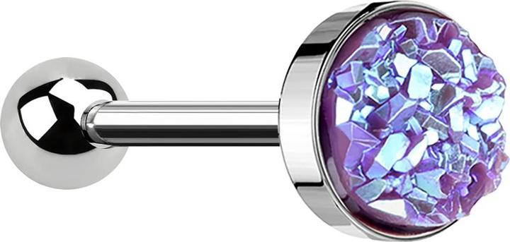 Produktbild Star Piercing Micro Barbell silber mit Druse Stein violett (Chirurgenstahl 316L, ohne Messing)
