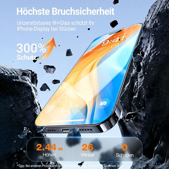 Produktbild Torras Diamond Panzerglas (1 Stück, Apple iPhone 14 Pro, Apple iPhone 15)