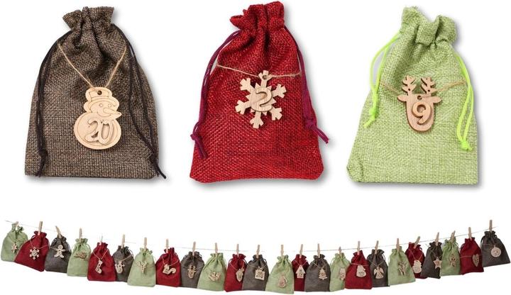 Produktbild Hermex Do-It-Yourself-Adventskalender Weihnachtskalender zum Befüllen Jutebeutel