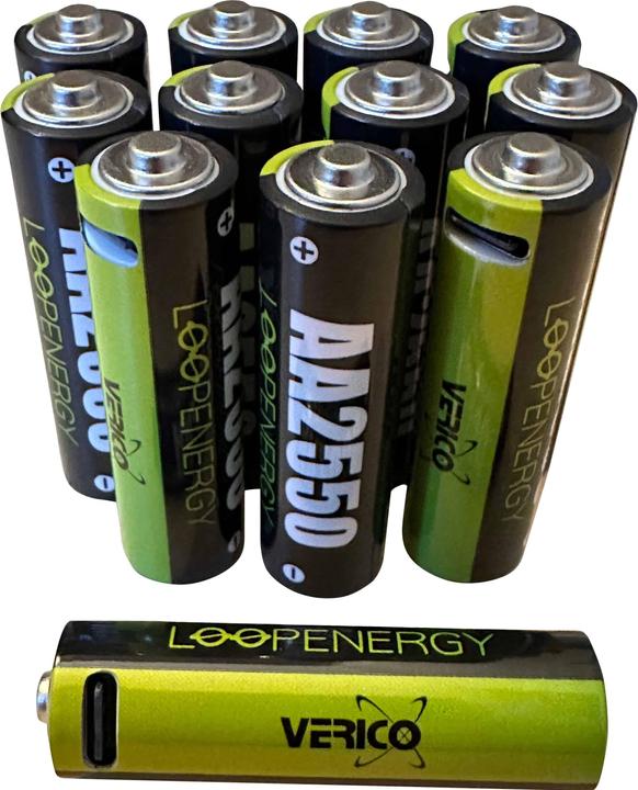 Actual product image Verico Li-ion rechargeable battery Loop Energy AA, with USB-C socket, pack of 12 (12 pcs., AA, 1700 mAh)