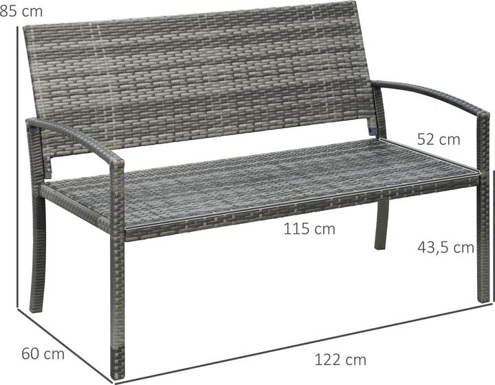 Immagine prodotto Outsunny Panchina da giardino in rattan con struttura in acciaio