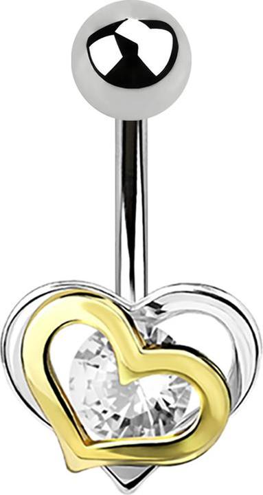 Produktbild Star Piercing Banane silber Herz in Herz Kristall silber (Messing, Chirurgenstahl 316L)