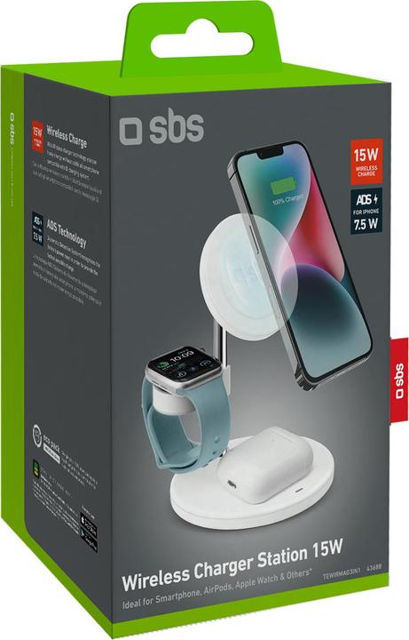 Actual product image SBS Inductive 3-in-1 charging station 15W white (15 W)