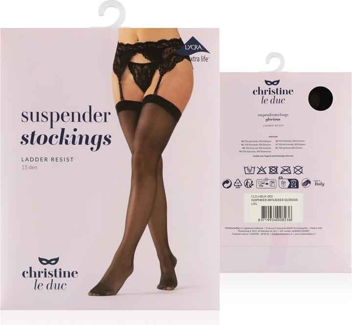 Produktbild Christine Le Duc AntiLaufmaschenStrapsstrümpfe Glorious schwarz (XL)