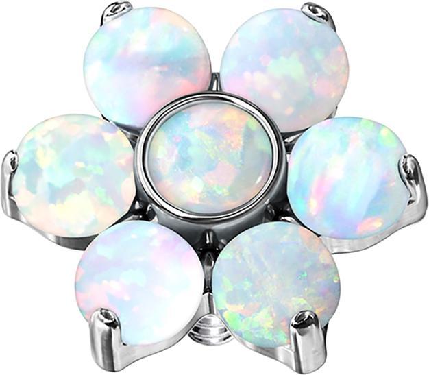 Actual product image Star Piercing Dermal Anchor Flower Opal white (without brass, Surgical steel 316L)