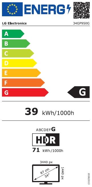 Energie-Label LG UltraGear 34GP950G-B (3440 x 1440 Pixel, 34")