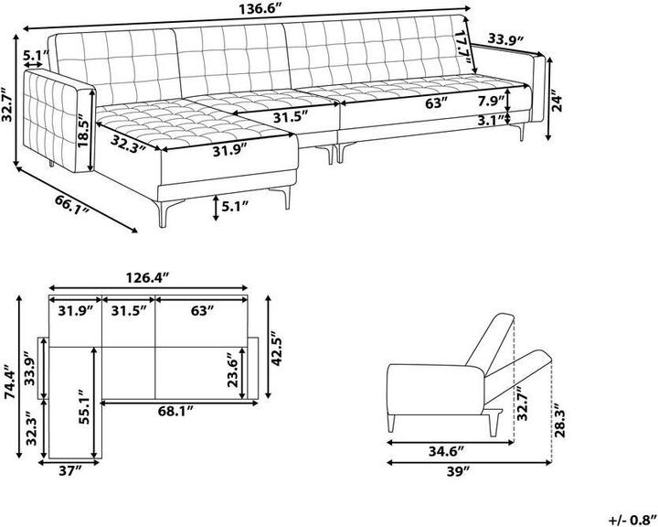 Actual product image Beliani Aberdeen (Corner sofa)