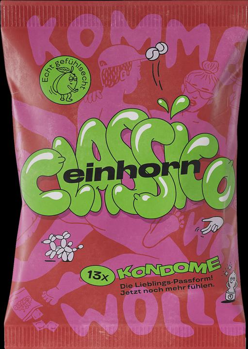 Einhorn Condoms «Classico»: 13 dünne vegane Standard Kondome in der Chipstüte (13 Stk.)