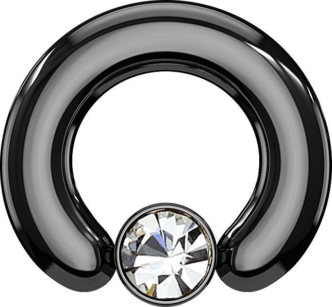 Produktbild Star Piercing Closure Ring schwarz Scheibe Kristall silber (Chirurgenstahl 316L, ohne Messing)