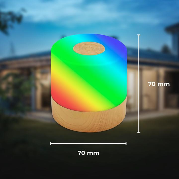Immagine prodotto B.K.Licht Lampada da tavolo LED RGB ricaricabile, color legno, 1xLED/1.5W (100 lm)