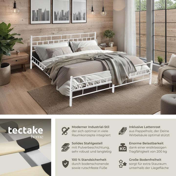 Produktbild tectake Metallbett (200 x 180 cm)