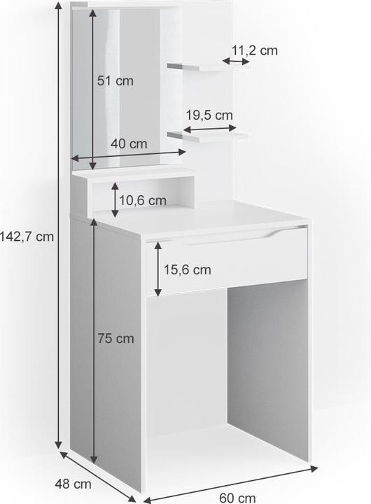 Actual product image Vicco Ruben with mirror (48 x 48 x 143 cm)