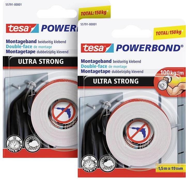 Actual product image tesa 2x Powerbond ULTRA STRONG double-sided mounting tape (19 mm)