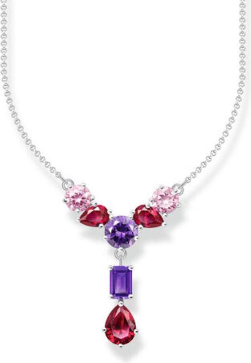 Thomas Sabo Halskette im Y-Stil mit sieben bunten Steinen Silber (925er Silber, 40 - 45 cm)
