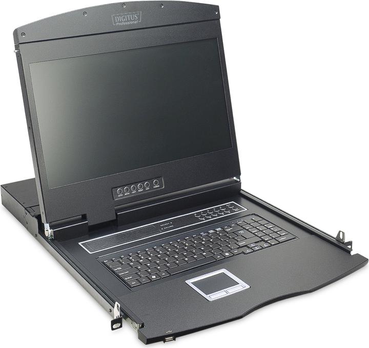 Produktbild Digitus Modulare Konsole mit 19" TFT (48,3cm), 1-Port KVM & Touchpad, schweizer Tastatur