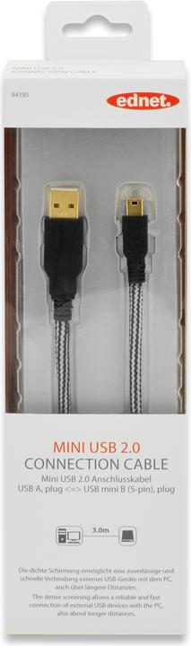 Immagine prodotto ednet Cavo di collegamento USB 2.0, Tipo A su Mini B, 3.0m (3 m, USB 2.0)