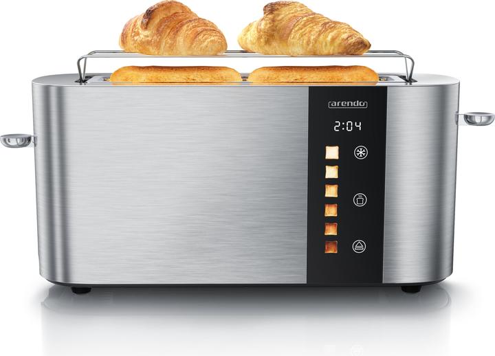 Arendo Toaster Edelstahl 2 Scheiben Langschlitz, Touch Display, Restzeit & Bräunungsgradanzeige, 1000 W