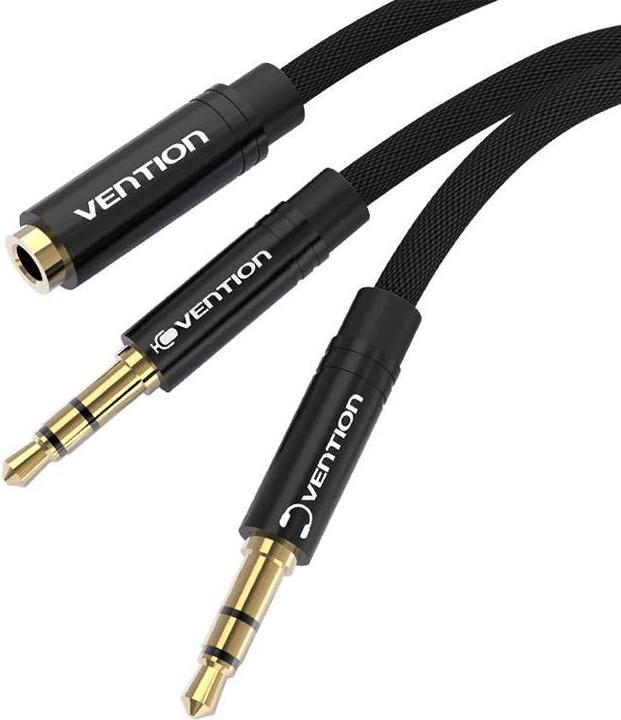 Immagine prodotto Vention Cavo mini jack 3,5 mm (femmina) a 2x mini jack 3,5 mm (maschio) BBLBAB 0,6 m (nero) (0.60 m)