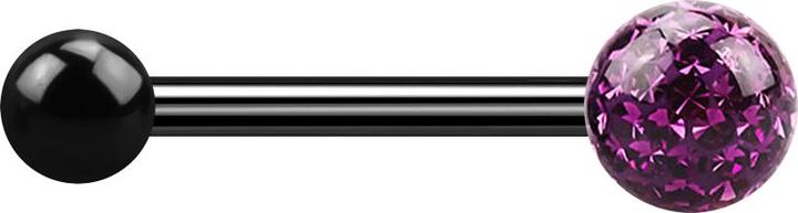 Immagine prodotto Star Piercing Barbell schwarz mit Kugel und Kristallkugel violett Epoxy Schutzschicht (Titanio G23, senza ottone)
