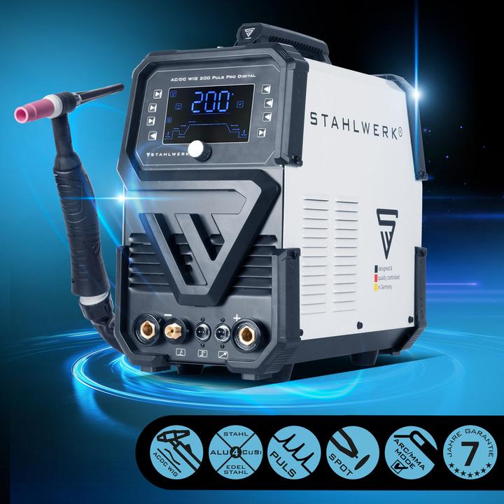 Image du produit Stahlwerk Poste à souder sous protection gazeuse AC/DC TIG 200 Puls Pro Digital Spot 200 A
