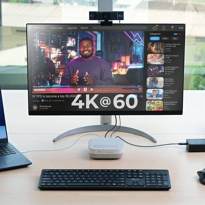 Actual product image j5Create USB-C 4K Speakerphone Dock, Wired, USB 3.2 Gen 1 (3.1 Gen 1) Type-C, 100 W, 10,100,1000 Mbi