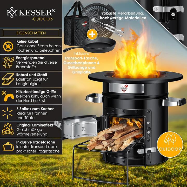 Actual product image Kesser Raketenofen mit Grillpfanne & Tragetasche