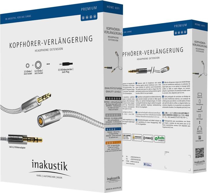Image du produit Inakustik Câble d'extension stéréo 3,5 mm de qualité supérieure (7.50 m, Jack 3,5 mm (AUX))