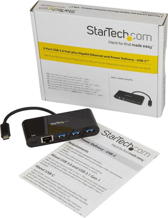 Immagine prodotto StarTech 3PT USB 3.0 C HUB + GBE PD 2.0 (USB-C, 3 Porti)
