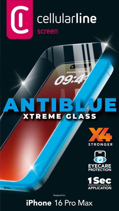 Image du produit Cellularline Antiblue Xtreme Glass (1 pièce(s), Apple iPhone 16 Pro Max)