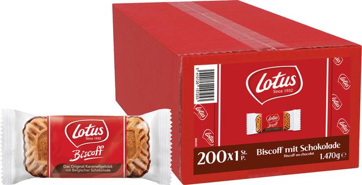 Produktbild Lotus Karamellgebäck Biscoff mit Schokolade (200 Stk., 1470 g)