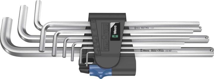 Image du produit Wera 950/9 L Hex-Plus HF 1 Jeu de clés mâle coudées, syst. métrique, chromées avec fonction de reten