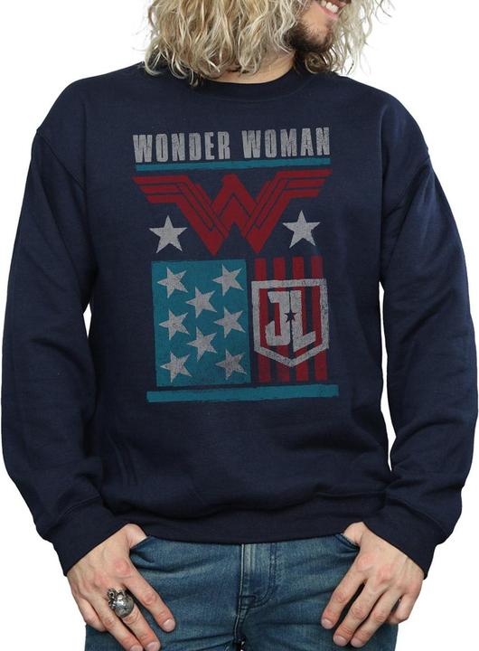 Actual product image Mens Justice League Movie Wonder Woman Flag Sweatshirt (XL)