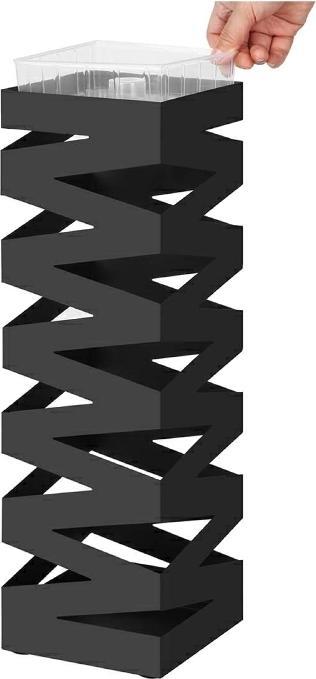 Produktbild Songmics Schirmständer quadratisch Schwarz Stahl, Polypropylen (PP) - Schwarz (15 x 49 x 15 cm)