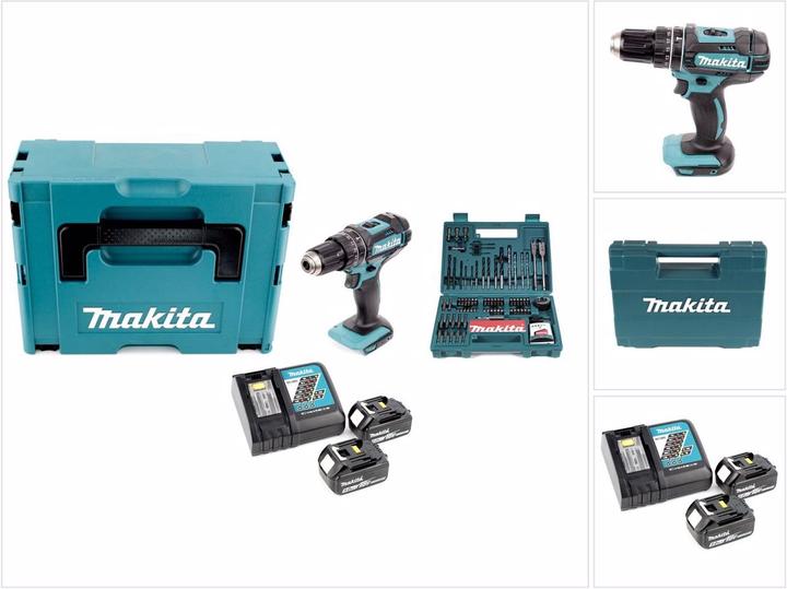Actual product image Makita DHP 482 RTJ - 18 V Li-Ion cordless impact drill in Makpac + 2 x 5.0 Ah battery + charger + (Rechargeable battery operated)
