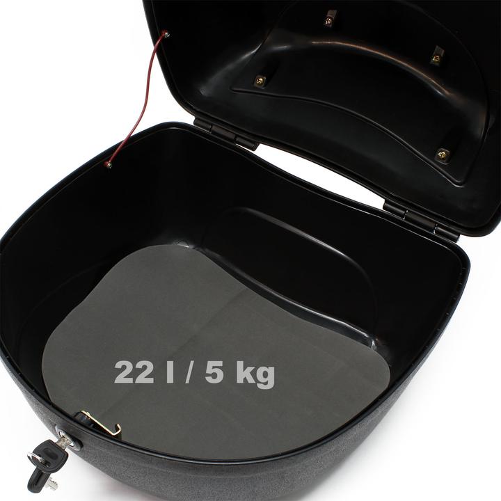 Produktbild Wiltec Top Case 380x400x300mm 22L Schwarz Motorradkoffer Roller Motorrad ATV (22 l)