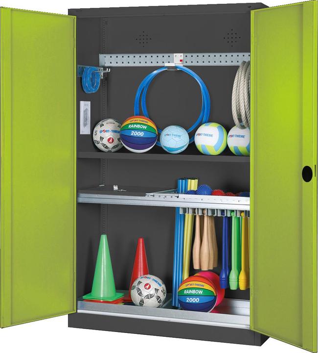Produktbild C+P Modul-Sportgeräteschrank mit Komplettausstattung (HxBxT: 195x120x50 cm, mit Vollblech-Flügeltüren)