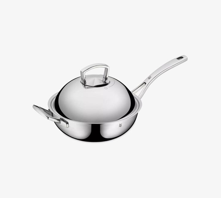 Produktbild WMF Wok Wokpfanne 28cm Metalldeckel Multiply Induktion Edelstahl unbeschichtet (28 cm, Wok Pfanne, Edelstahl)