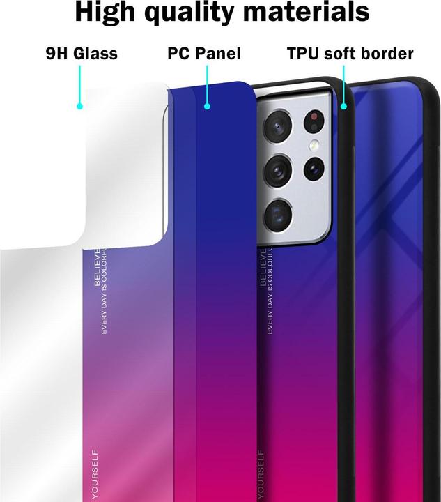 Image du produit Cadorabo Couverture en verre TPU 2 couleurs (Samsung Galaxy S21 Ultra)