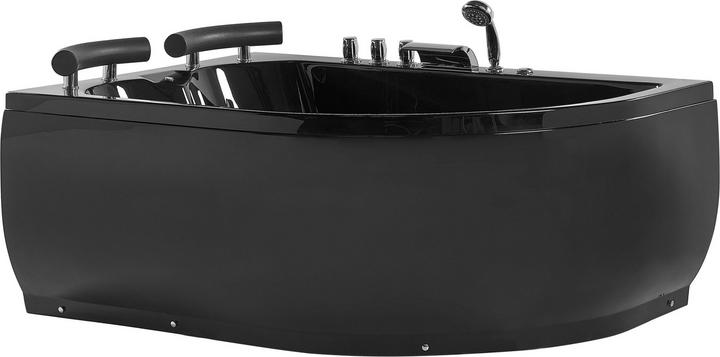 Produktbild Beliani Whirlpool Badewanne schwarz Eckmodell mit LED rechts 160 cm x 113 cm PARADISO (427 l, 160 cm, 113 cm)