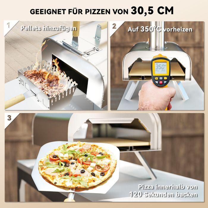 Image du produit Swisshandel24 Outdoor Pizzaofen Holzbefeuerter Pizza Ofen Edelstahl, Pizzastein (Four à pizza à bois)