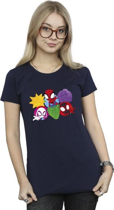 Actual product image Womens/Ladies Spidey And His Amazing Friends Faces Cotton T-Shirt (XL)