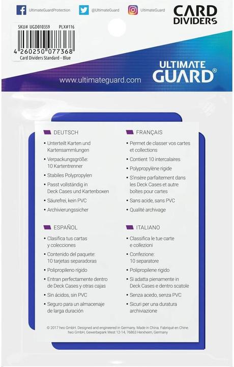 Image du produit Ultimate Guard Séparateur de cartes taille standard bleu 10