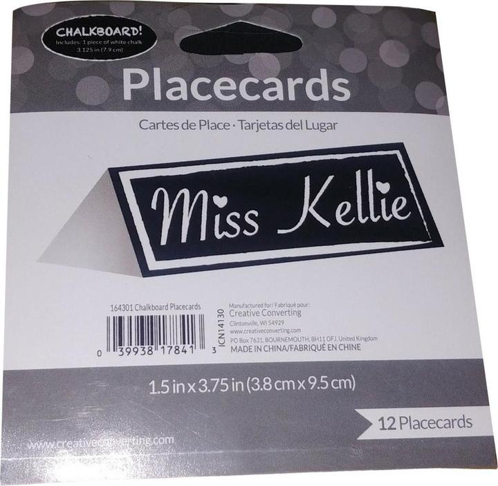 Actual product image Creative Party Miss Kellie Paper Chalk Board Place Cards (Pack of 12)