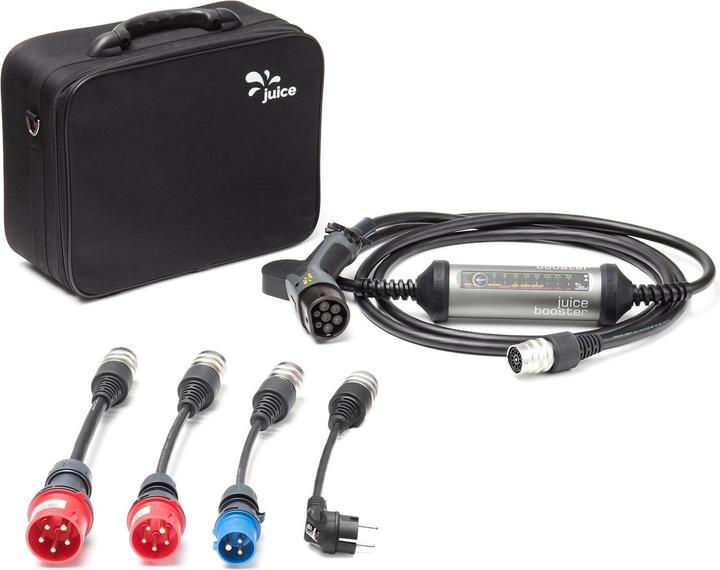 Astuccio da viaggio, CEE16, JUICE BOOSTER 2 incl. 4 adattatori: CEE32, Campeggio e CEE 7/7 (Schuko)