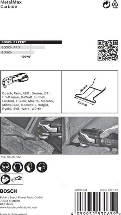 Produktbild Bosch Professional Zubehör EXPERT MetalMax AIZ 20 AIT Blatt für Multifunktionswerkzeuge, 40 x 20 mm, 5 Stück