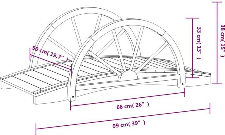 Immagine prodotto VidaXL Ponte da giardino con ruota 99x50x38 cm in legno di abete massiccio