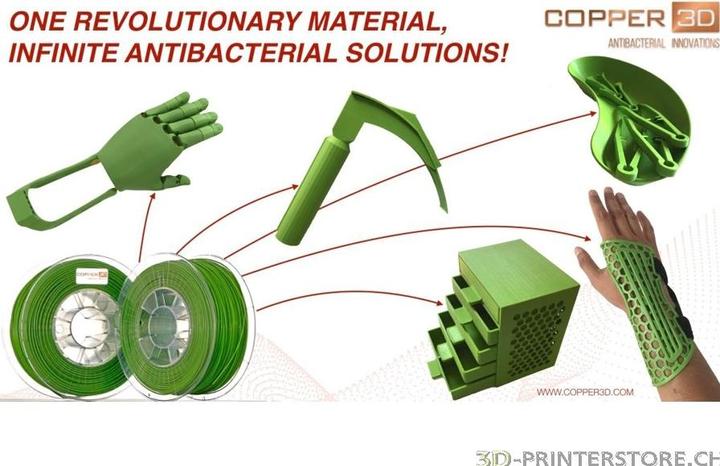 Actual product image Copper 3D COPPER3D Filament PLA PLACTIVE AN1 antibacterial green 0.75kg 2.85mm (PLA, 2.85 mm, 750 g, Green)